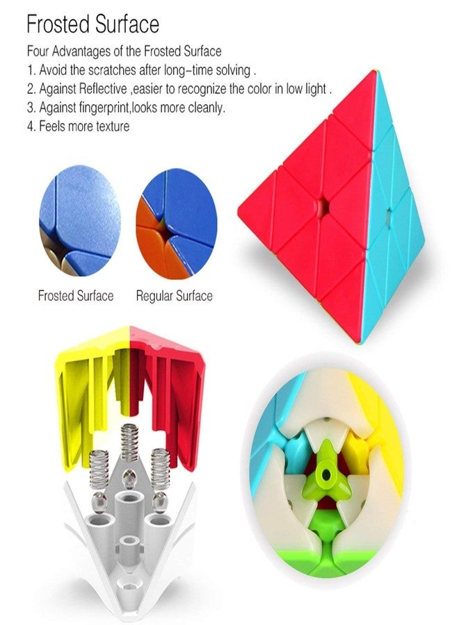 AUTHFORT Speed 2X2 Cube,Pyraminx Pyramid Triangle Stickerless High Speed 3X3X3 Sticker-Ed Cube (3 Pieces), Kid - Image 3