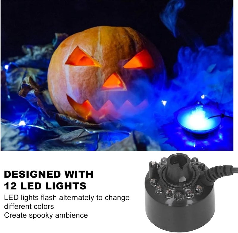 كلاراكو جهاز صنع الضباب 4 في 1، جهاز ضباب متغير اللون 12 مصباح ليد لحفلات الهالوين، جهاز ضباب بالموجات فوق الصوتية بأجواء مخيفة، جهاز ترطيب هواء عيد الميلاد لحوض السمك الصخري أو المزهرية (الولايات المتحدة) - Image 2