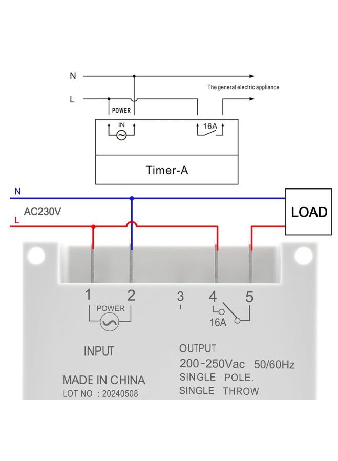 Heschen Digital LCD Power Weekly Programmable Timer Relay Switch, CN101A, AC220V 16Amp, SPST, with Waterproof Cover, White (AC220V+CAP) - Image 3