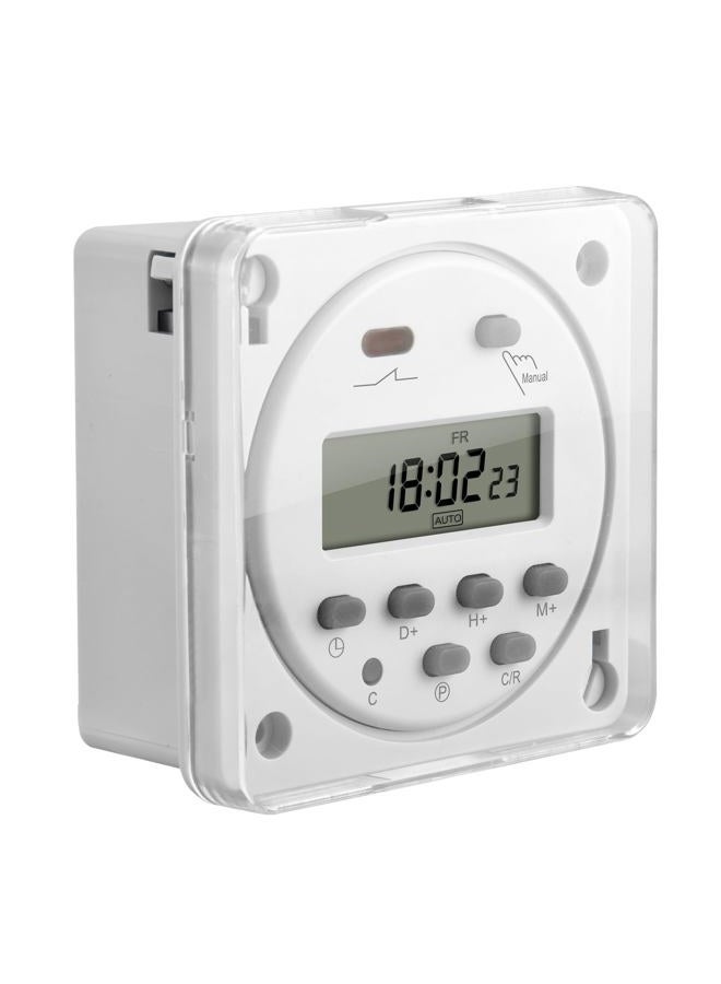 Heschen Digital LCD Power Weekly Programmable Timer Relay Switch, CN101A, AC220V 16Amp, SPST, with Waterproof Cover, White (AC220V+CAP) - Image 1