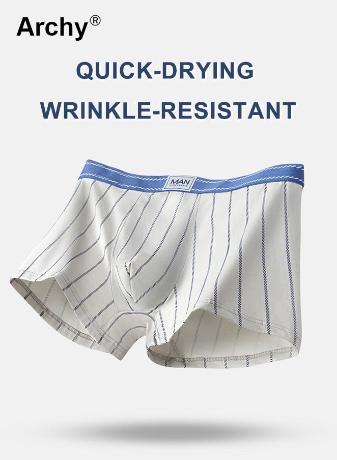 Archy 4 Pack Men's Striped Cotton Blend Trunks Big Size Striped Underwear Underpants Boys Panties Undies Large Boxer Oversize Shorts Knickers  Men's Slim Breathable Stretch Modal Slim Adults Boxer Brief  - Image 3
