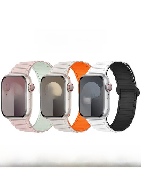 Suitable For Iwatch Watch Strap 1-8 Generation/S9 Universal Free Adjustment Two-color Magnetic For AppleSilicone Strap-Color:Wine Red-Specifications:38/40/41/10 Generations 42mm Universal
