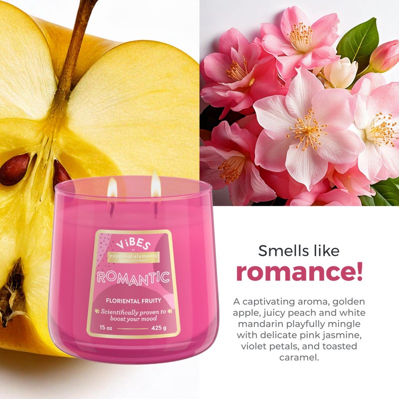 Essential Elements Candle-Lite Vibes Floriental Fruity Mood-Enhancing Scented Candles, 15 oz Jar, Aromatherapy, Proudly Poured in The USA, 2-Wick, 86 Hours Burn Time, Perfect Relaxation Gift - Image 4
