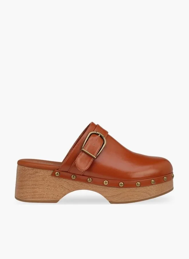شور ستيب Women Buckle Detail Block Heel Mules