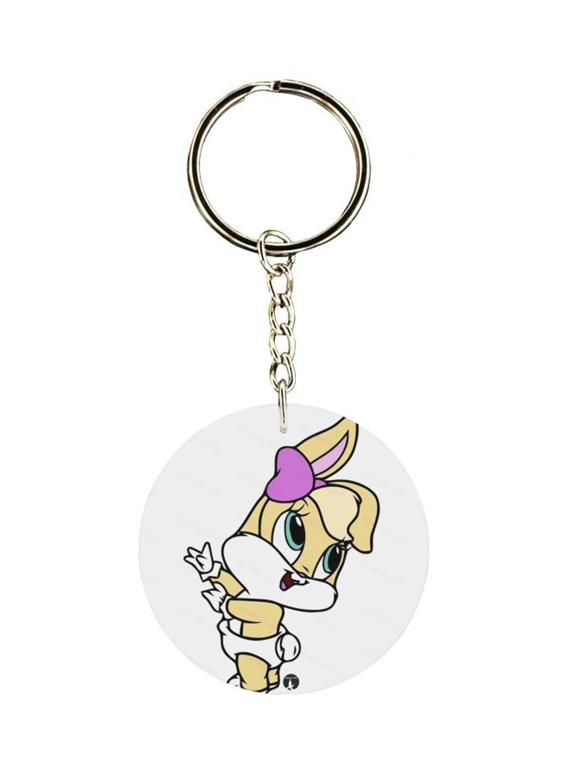 RKN Double Sided Cartoon Rabbit Printed Keychain