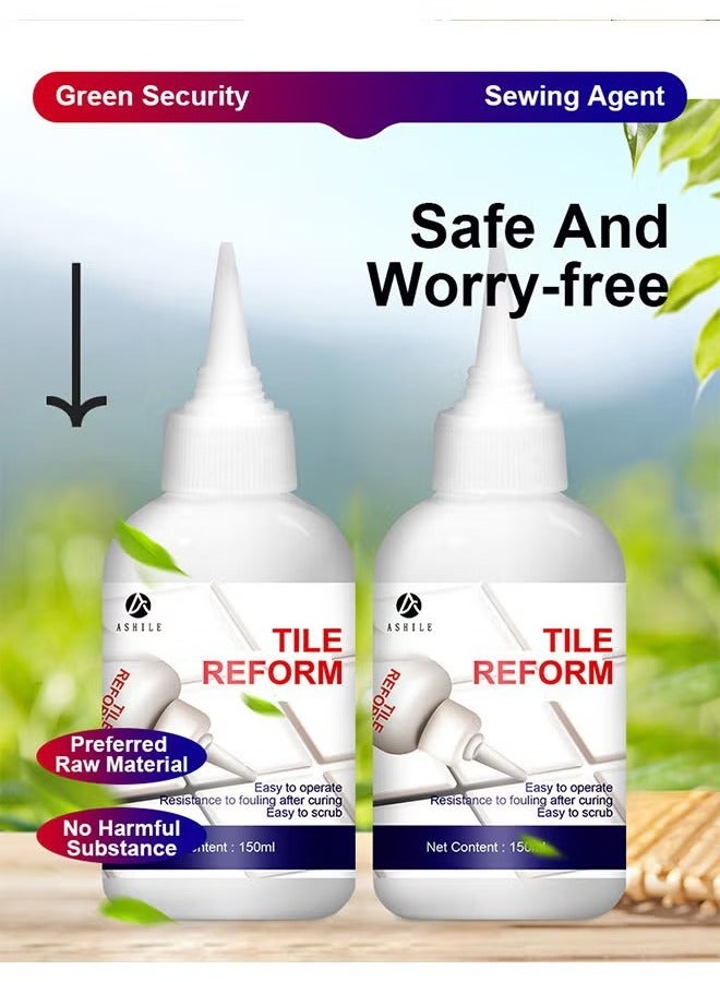 ASHILE 150ML Tile Grout Paint Filler Tube Grout Caulk Sealant Glue Sealer For Bathroom Shower Kitchen Ceramic Tile Repair Restore And Renew Tile Joints Line Gaps Replace Grout Pen - Silver  - Image 4