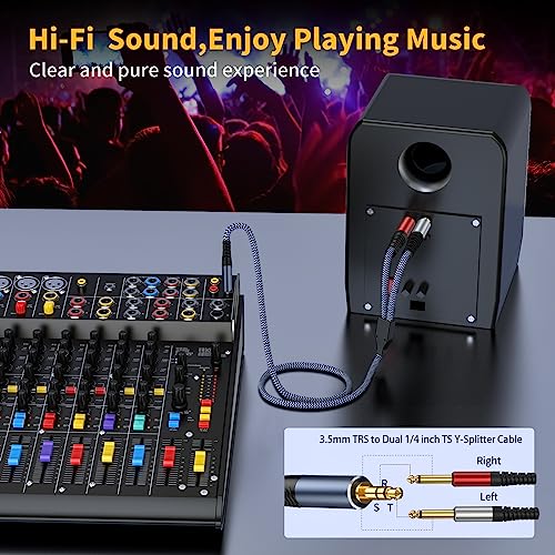 TAISUSAN 1/8 Stereo to Dual 1/4 Mono Cable 10ft, 3.5mm to Dual 1/4 Cable, 1/8 inch TRS Stereo to Dual 1/4 inch TRS Splitter - Image 2
