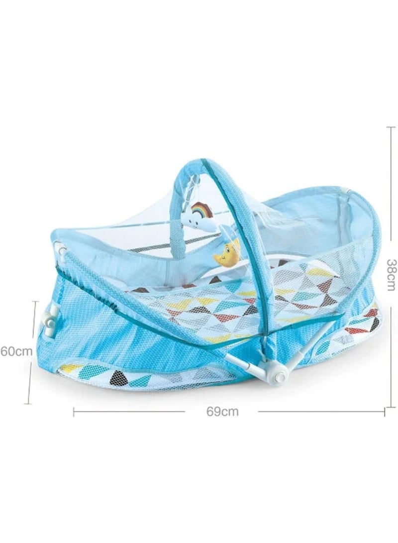 GOLD MANTIS Baby Bed with Mosquito Net – Foldable Portable Newborn Sleeping Nest for Infant Travel & Indoor Use – Soft Cushion Cradle with Canopy & Hanging Toys, Breathable Mesh Bassinet - Image 2