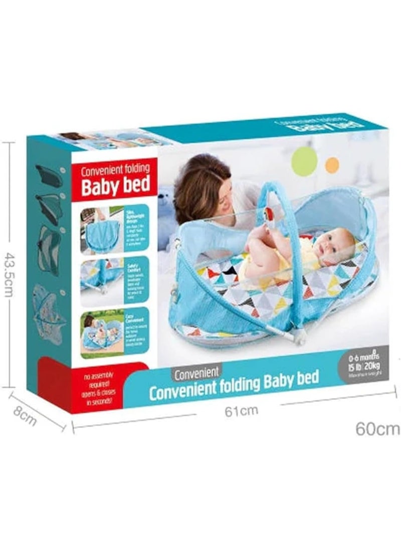 GOLD MANTIS Baby Bed with Mosquito Net – Foldable Portable Newborn Sleeping Nest for Infant Travel & Indoor Use – Soft Cushion Cradle with Canopy & Hanging Toys, Breathable Mesh Bassinet - Image 4