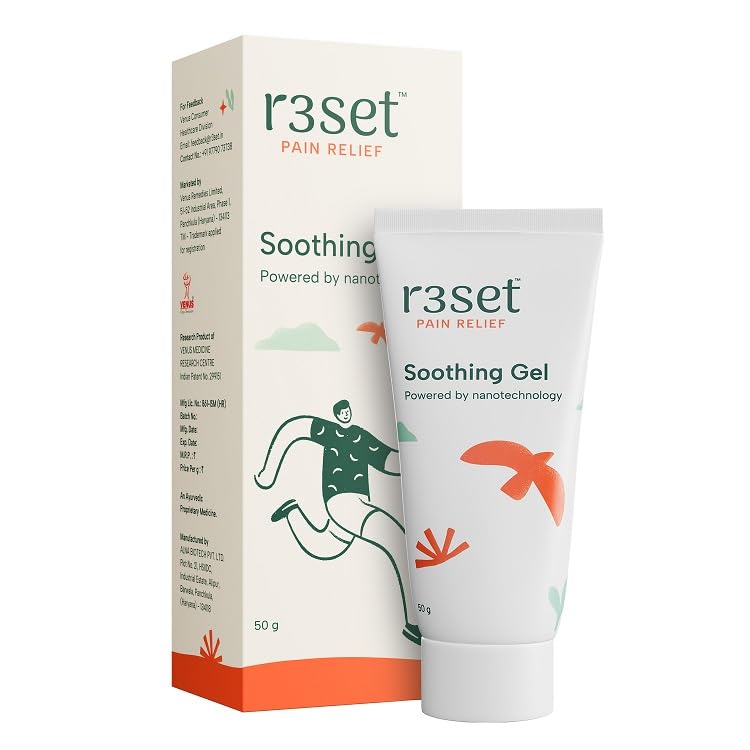 R3SET Soothing Pain Relief Gel | Instant Relief for Neck Pain, Back Pain & Muscle Cramps | Diclofenac-Free Gel | Wintergreen, Menthol, Nirgundi & Boswellia (Shallaki) | Non-Greasy, Fast Absorbing - 50 g - Image 2