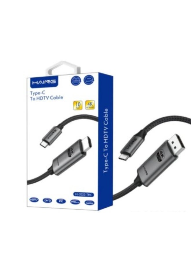 Haing كابل Type-C إلى HDMI HDTV HI-2023-THC-3M بطول 3M - Image 1