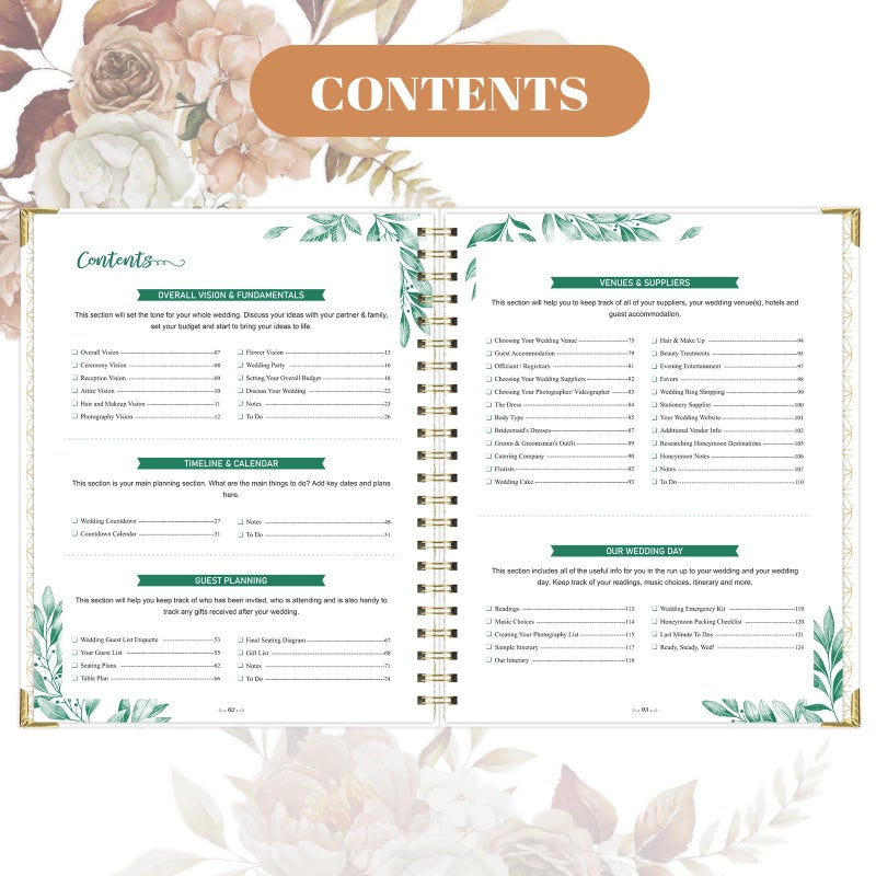 Lortarl Wedding Planner Book and Organizer for the Bride - Planning With Tabbed Sections, 8.5" x 11", Hardcover, Metal Corner, 5 Inner Pockets, Sticker - Image 3
