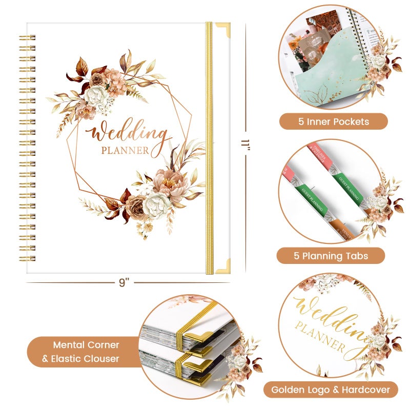 Lortarl Wedding Planner Book and Organizer for the Bride - Planning With Tabbed Sections, 8.5" x 11", Hardcover, Metal Corner, 5 Inner Pockets, Sticker - Image 5