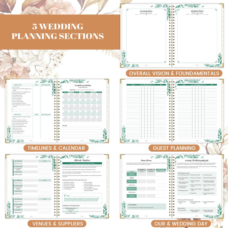 Lortarl Wedding Planner Book and Organizer for the Bride - Planning With Tabbed Sections, 8.5" x 11", Hardcover, Metal Corner, 5 Inner Pockets, Sticker - Image 4