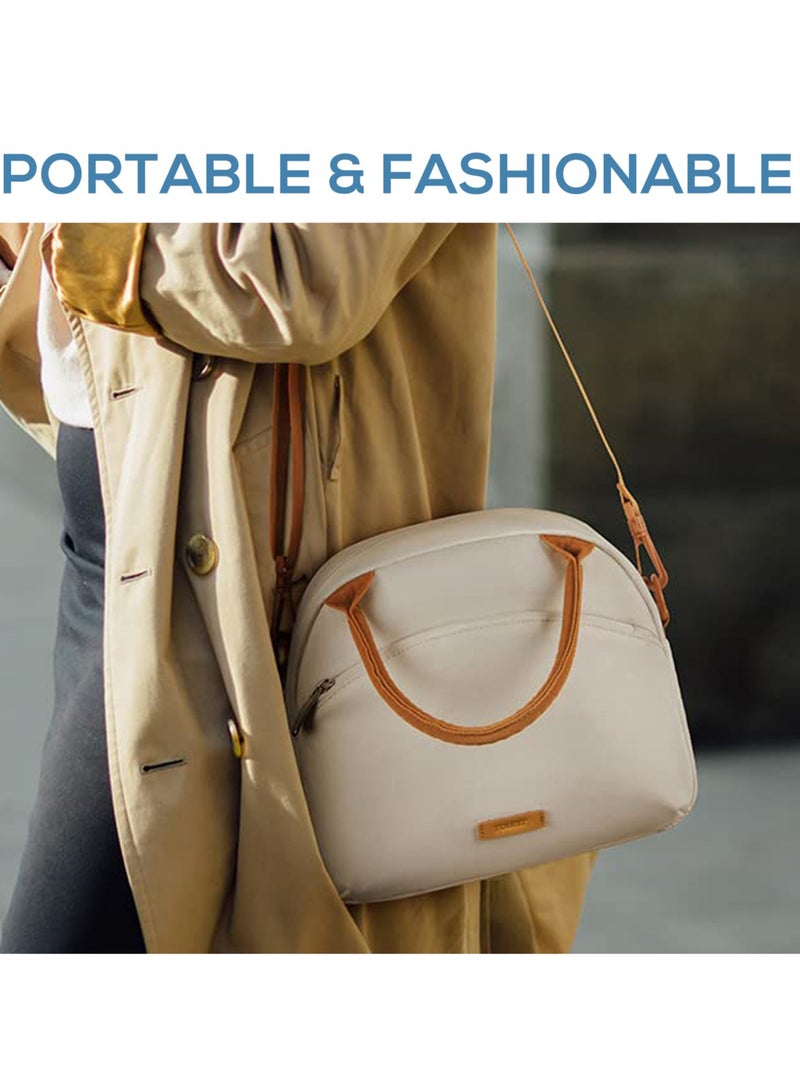 KASTWAVE Stylish and Spacious Lunch Bag Set, Perfect for Work, School, Picnics, and Travel - Includes Utensils and Insulated Tote Bag, Beige - Image 2