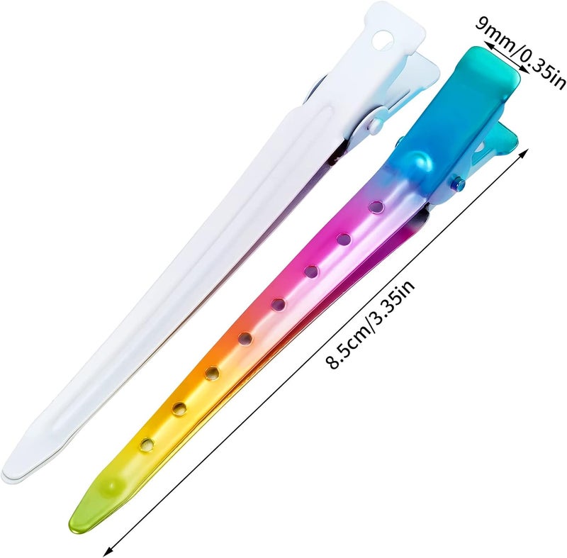 Bantoye 24 Packs Duck Bill Clips, 3.35 Inches Rustproof Metal Alligator Curl Clips with Holes for Hair Styling, Hair Coloring, Gradient Rainbow - Image 2