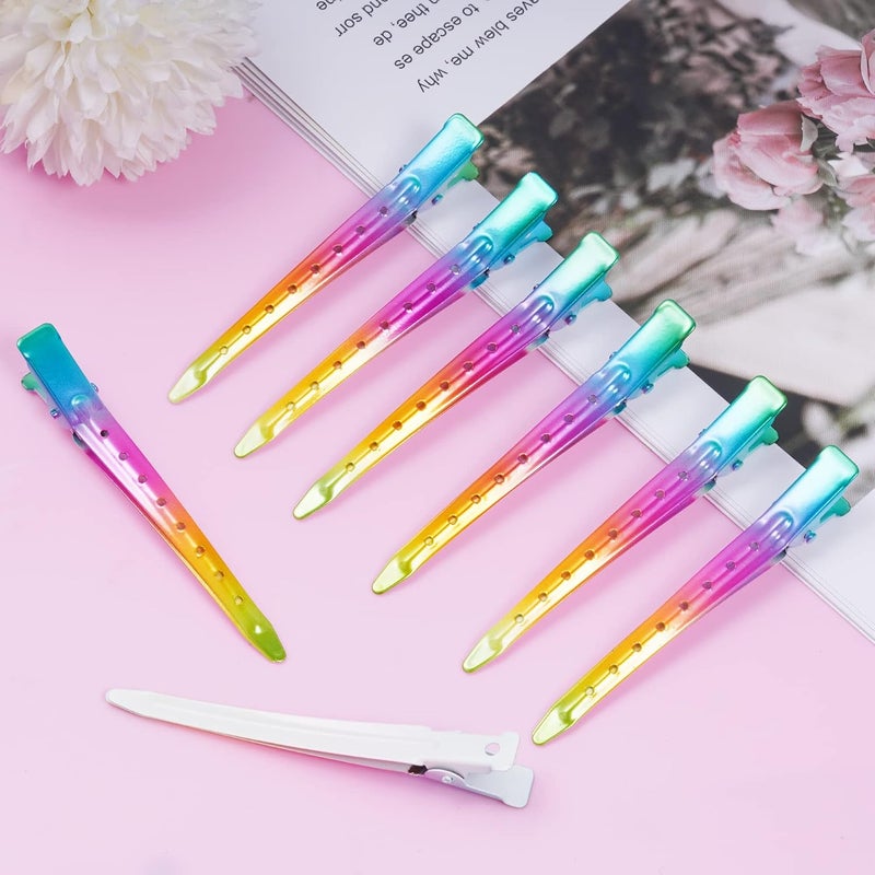 Bantoye 24 Packs Duck Bill Clips, 3.35 Inches Rustproof Metal Alligator Curl Clips with Holes for Hair Styling, Hair Coloring, Gradient Rainbow - Image 5