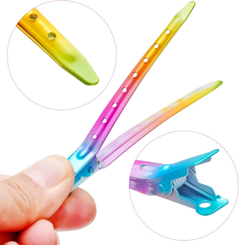 Bantoye 24 Packs Duck Bill Clips, 3.35 Inches Rustproof Metal Alligator Curl Clips with Holes for Hair Styling, Hair Coloring, Gradient Rainbow - Image 3