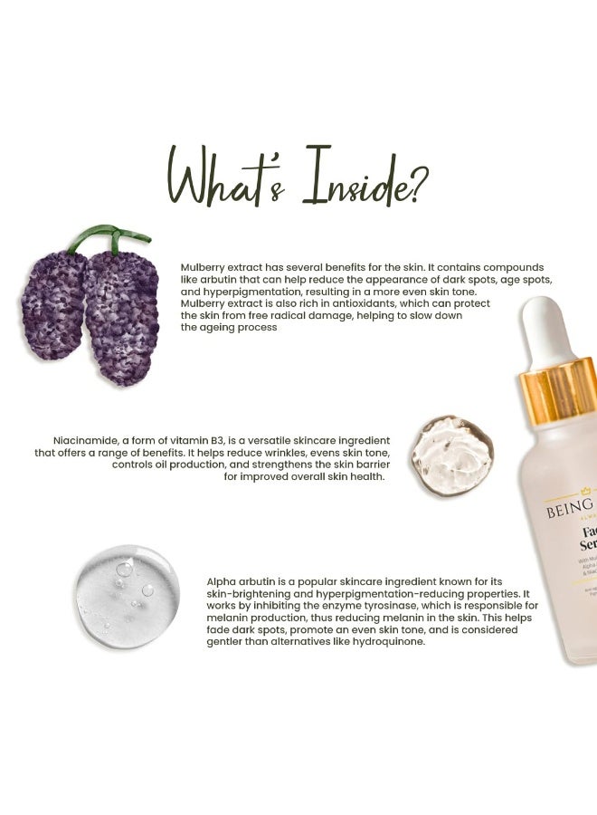Being You- Always Face Serum With Mulberry Extract, Alpha Arbutin And Niacinamide Vitamin B3- For Anti Ageing, Even Skin Tone, Pigmentation And Spot Free Skin- 30Ml - Image 3