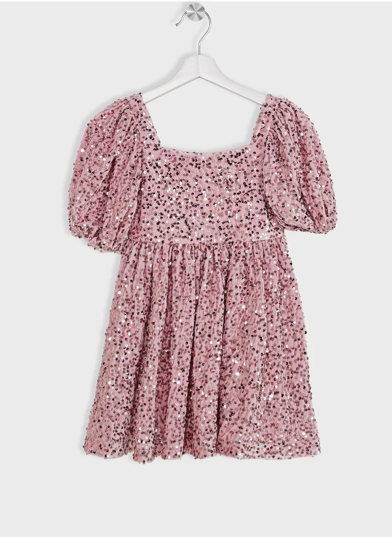 Bardot Junior Kids Giulia Velour Sequin Midi Dress