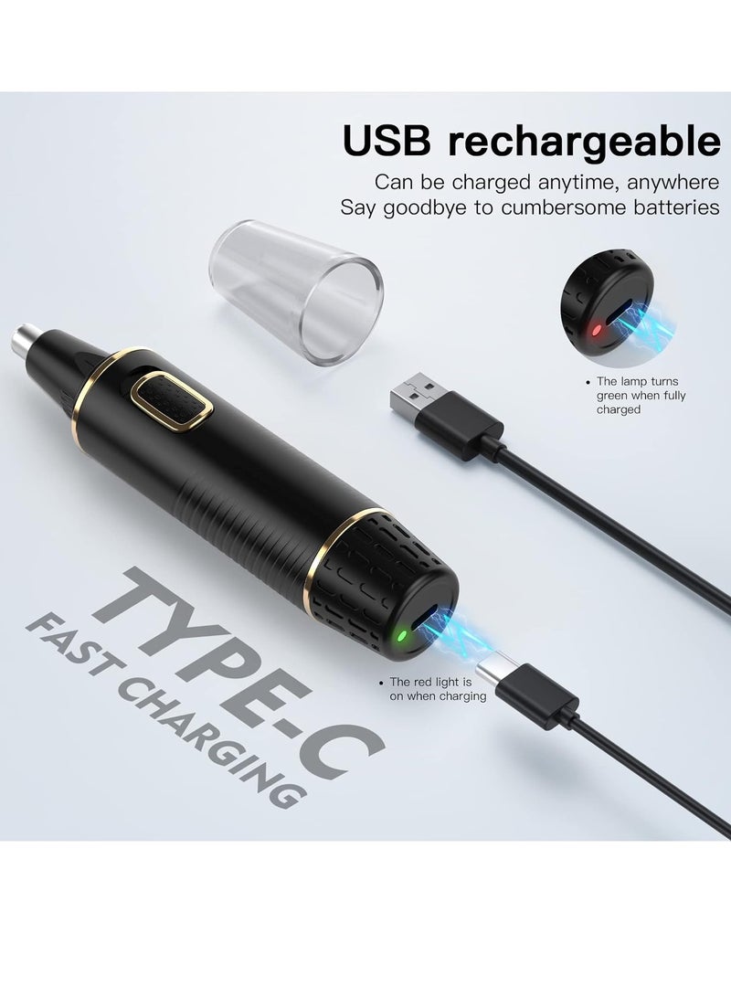 Nose Hair Trimmer for Men, 2024 Painless USB Rechargeable Nose Hair Trimmer, Ear and Nose Hair Trimmer for Men, Professional Facial Hair Trimmer with IPX7 Waterproof Dual Edge Blades - Image 5