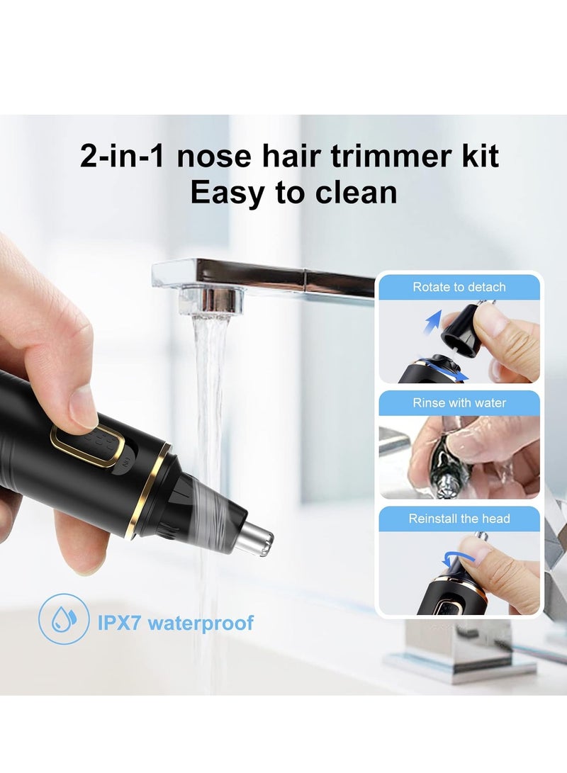 Nose Hair Trimmer for Men, 2024 Painless USB Rechargeable Nose Hair Trimmer, Ear and Nose Hair Trimmer for Men, Professional Facial Hair Trimmer with IPX7 Waterproof Dual Edge Blades - Image 4