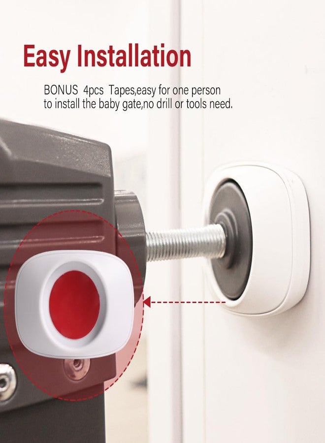 EUDEMON Safety Baby Gate Wall Protector Wall Saver for Pressure Mounted Gate Protect Walls/Baseboard/Stairs/Door Frame/Doorways Work on Pet & Dog Gates Easy to Install (White, 4 Pack) - Image 2