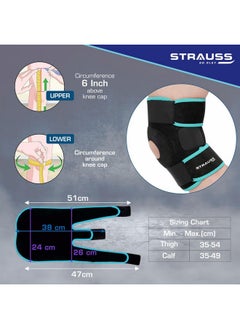 STRAUSS Adjustable Knee Support Patella| Compression Knee Brace for Men and Women | Breathable Material |Knee Straps for Gym, Fitness, Basketball, Injury Recovery, Running, Sports| Pair,(Black/Blue) - pzsku/ZA1191BE085A95EA701E0Z/45/_/1737721200/2cdaa9f6-ee48-4124-98f7-0b92b0374abf