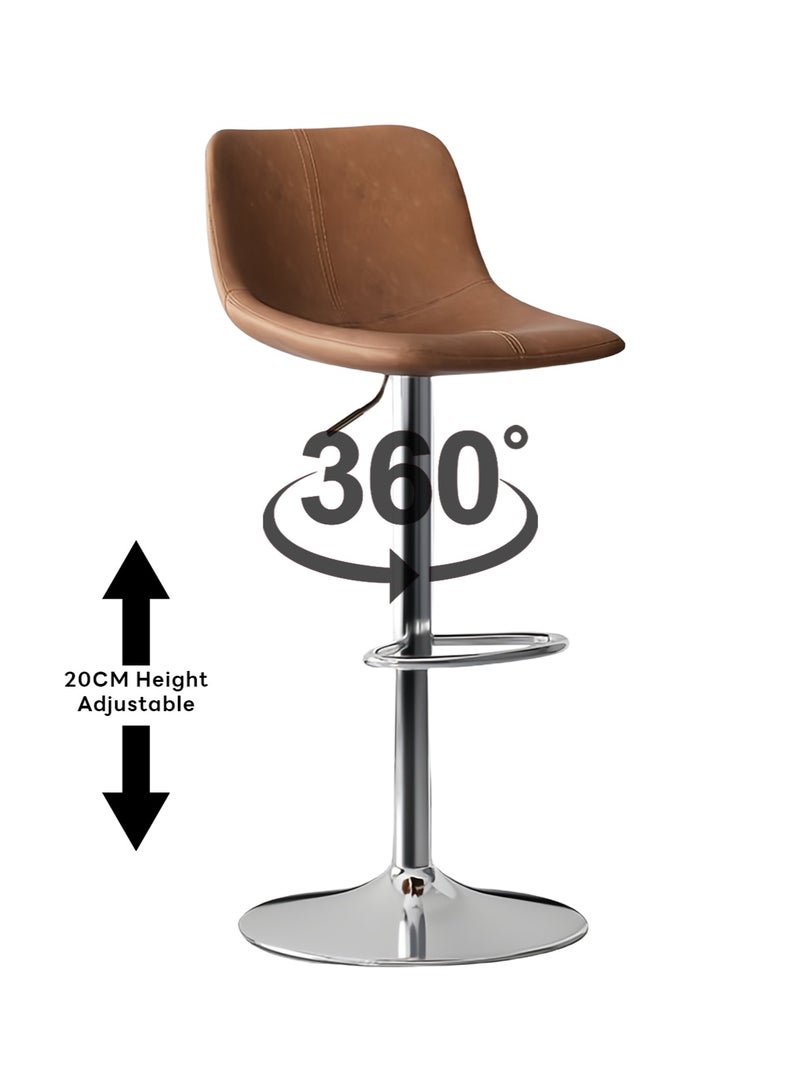 Sharpdo 2 Bar Stools,Leather Bar Chair,Comfortable Adjustable High Bar Chair with 360°Swivel Perfect for Home Kitchen Counter Dining High Footrest Stool - Image 5