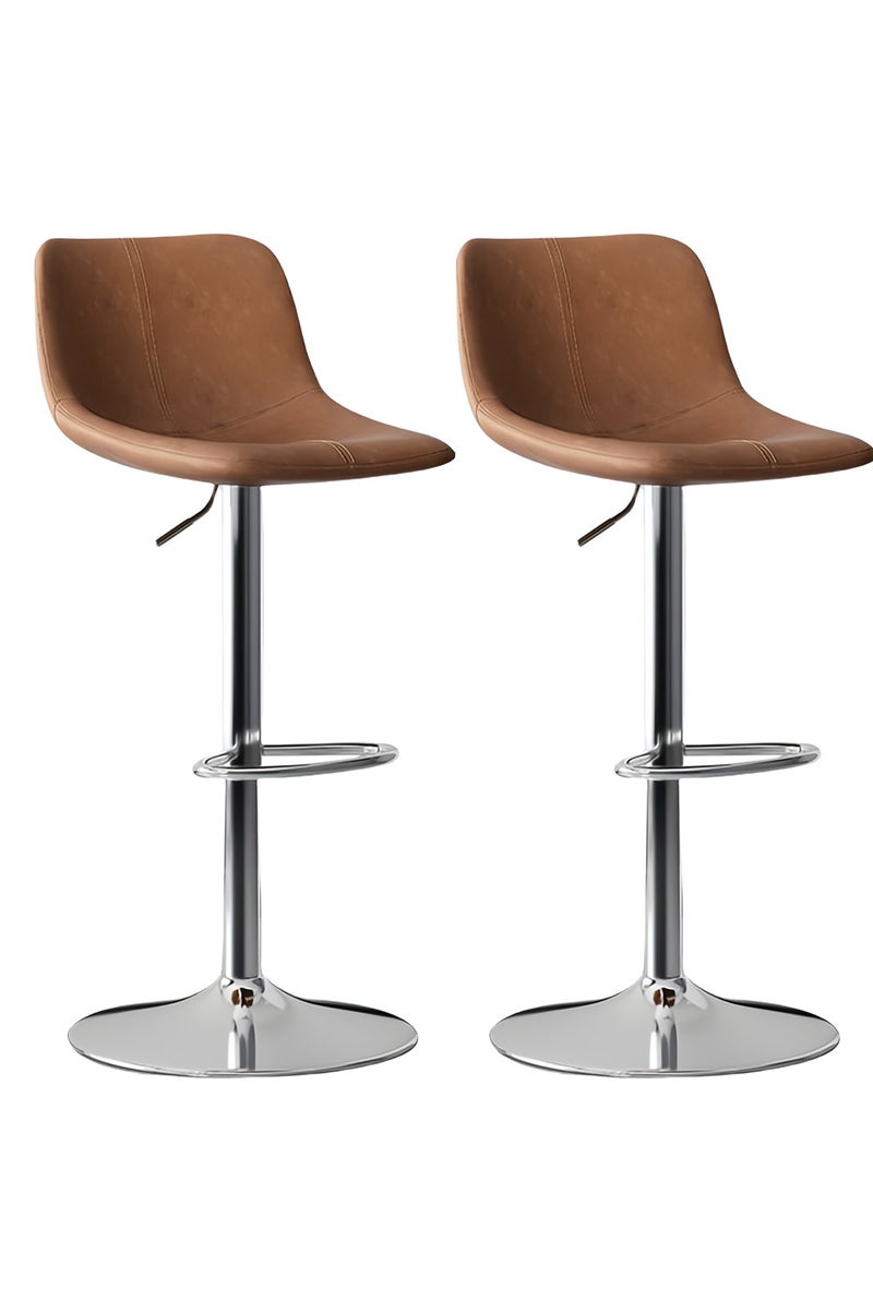 Sharpdo 2 Bar Stools,Leather Bar Chair,Comfortable Adjustable High Bar Chair with 360°Swivel Perfect for Home Kitchen Counter Dining High Footrest Stool - Image 3