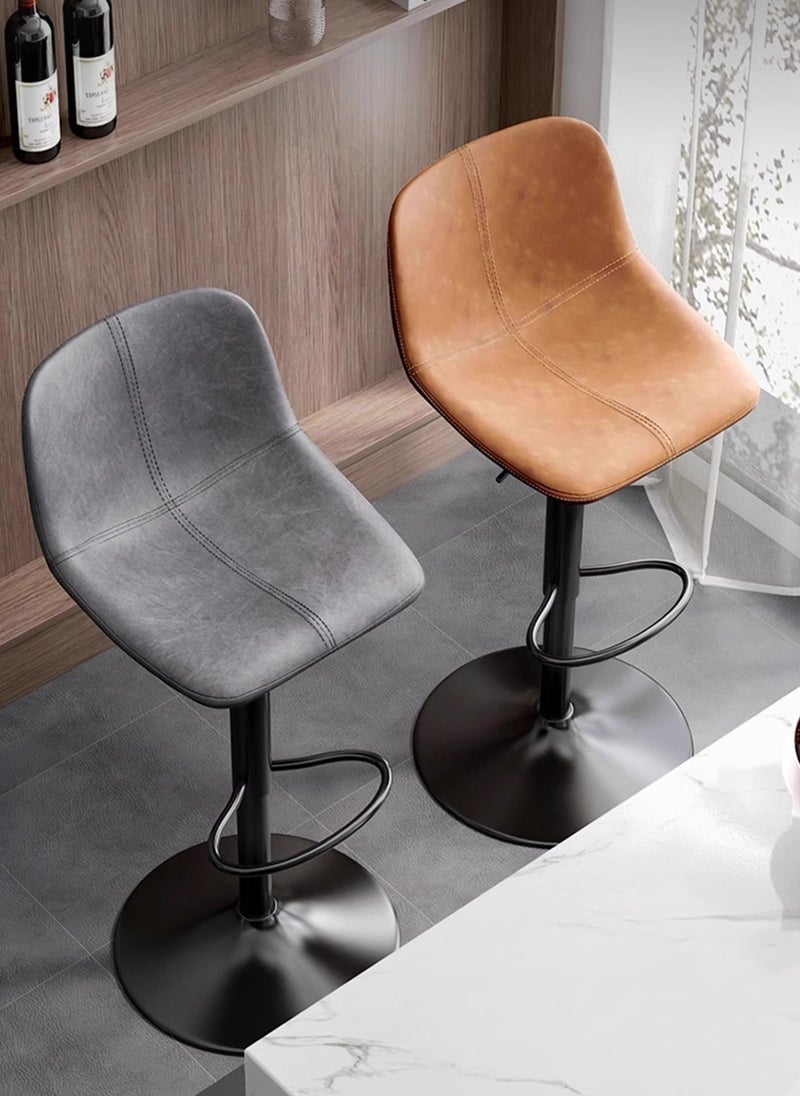 Sharpdo 2 Bar Stools,Leather Bar Chair,Comfortable Adjustable High Bar Chair with 360°Swivel Perfect for Home Kitchen Counter Dining High Footrest Stool  - Image 3