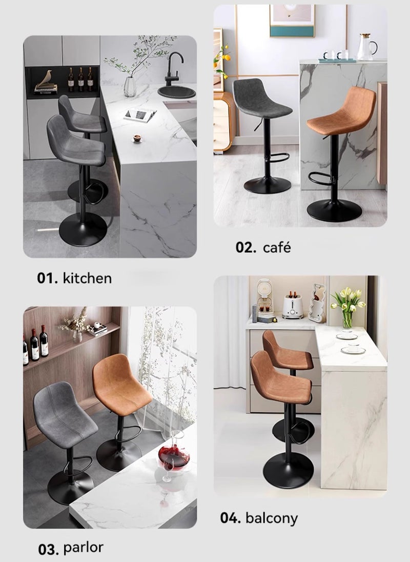 Sharpdo 2 Bar Stools,Leather Bar Chair,Comfortable Adjustable High Bar Chair with 360°Swivel Perfect for Home Kitchen Counter Dining High Footrest Stool  - Image 4