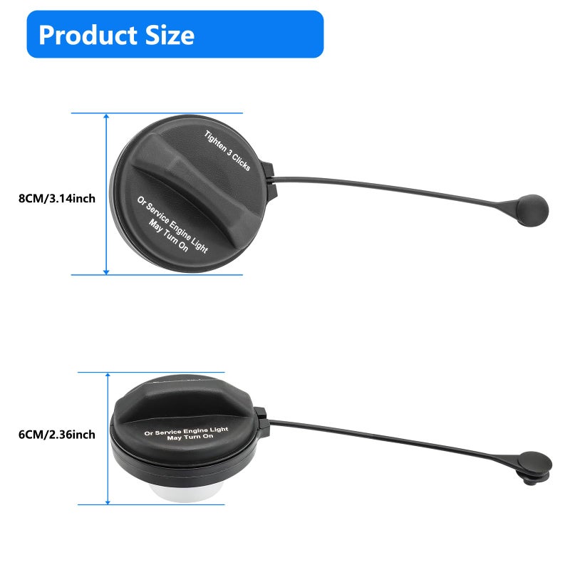 keriolee Gas Cap Replacement 95995094 for Buick LaCrosse Rendezvous,Chevy Malibu Impala Equinox Colorado Trailblazer,Cadillac CTS STS DTS SRX XLR,Pontiac G5 G6 Grand Prix,GMC Canyon Envoy Savana Fuel Cap - Image 3