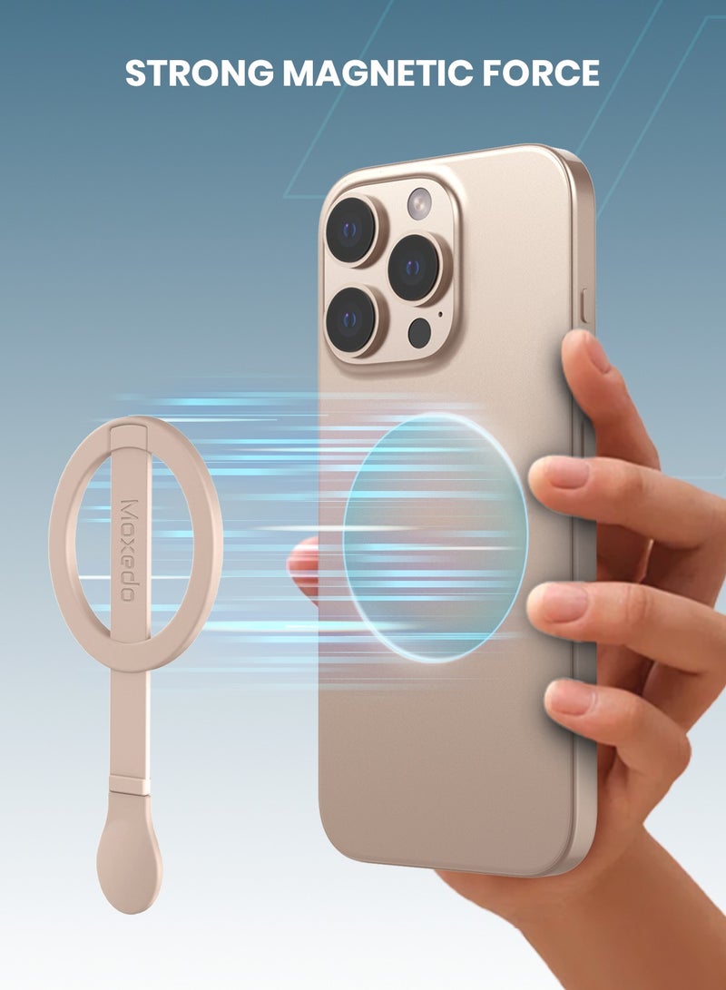 Moxedo Snap-On Magnetic Phone Grip Soft Silicone Grip Adjustable Strap with Double Sided Magnetic Design Compatible for iPhone 16 15 Pro Max Plus 14 13 12 and All Phones - Gold - Image 3