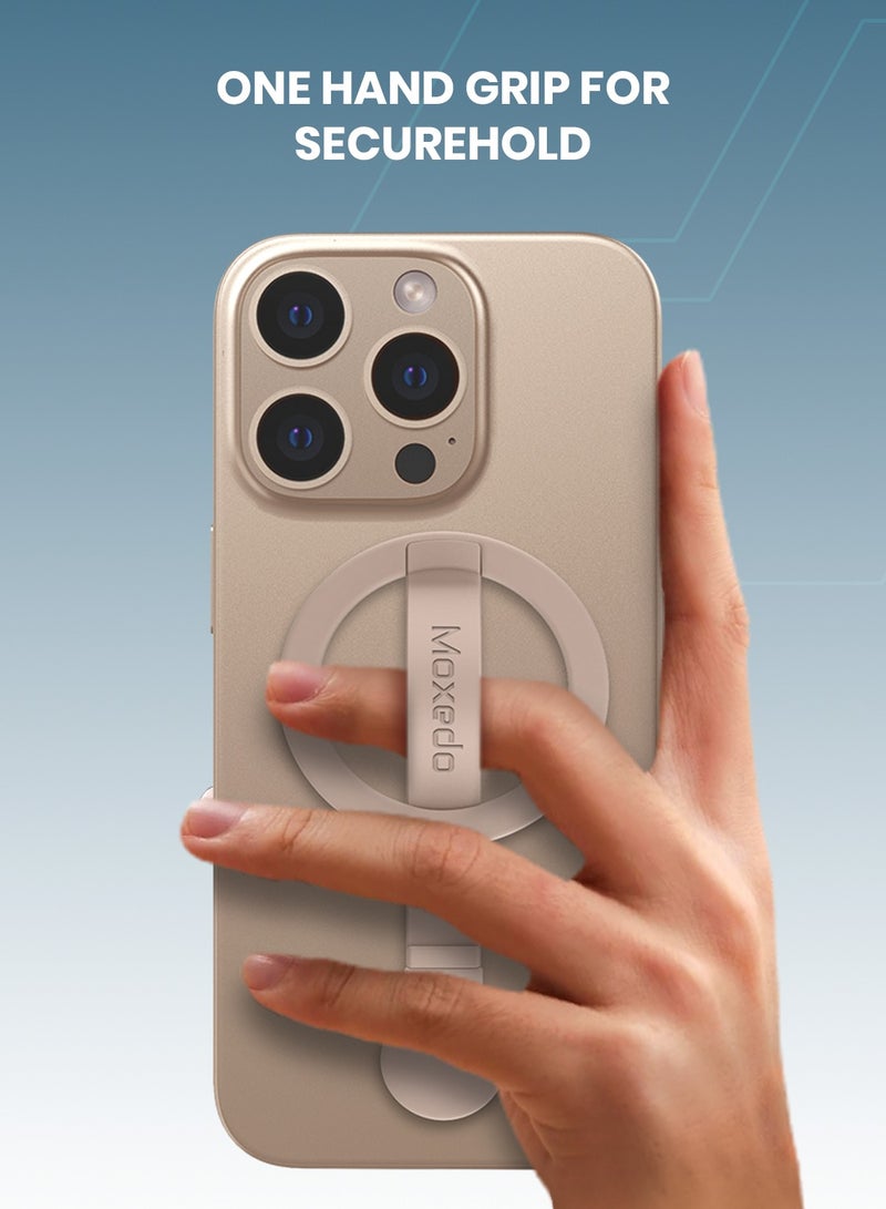 Moxedo Snap-On Magnetic Phone Grip Soft Silicone Grip Adjustable Strap with Double Sided Magnetic Design Compatible for iPhone 16 15 Pro Max Plus 14 13 12 and All Phones - Gold - Image 4