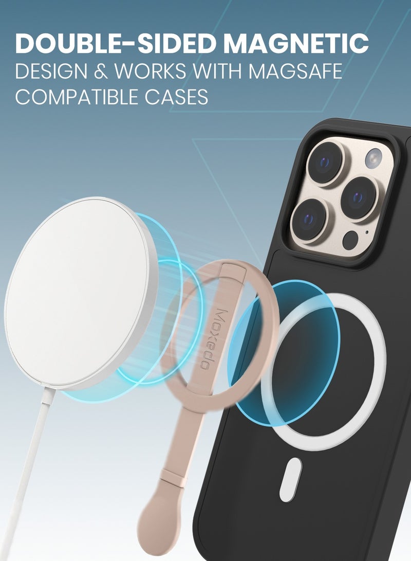 Moxedo Snap-On Magnetic Phone Grip Soft Silicone Grip Adjustable Strap with Double Sided Magnetic Design Compatible for iPhone 16 15 Pro Max Plus 14 13 12 and All Phones - Gold - Image 5