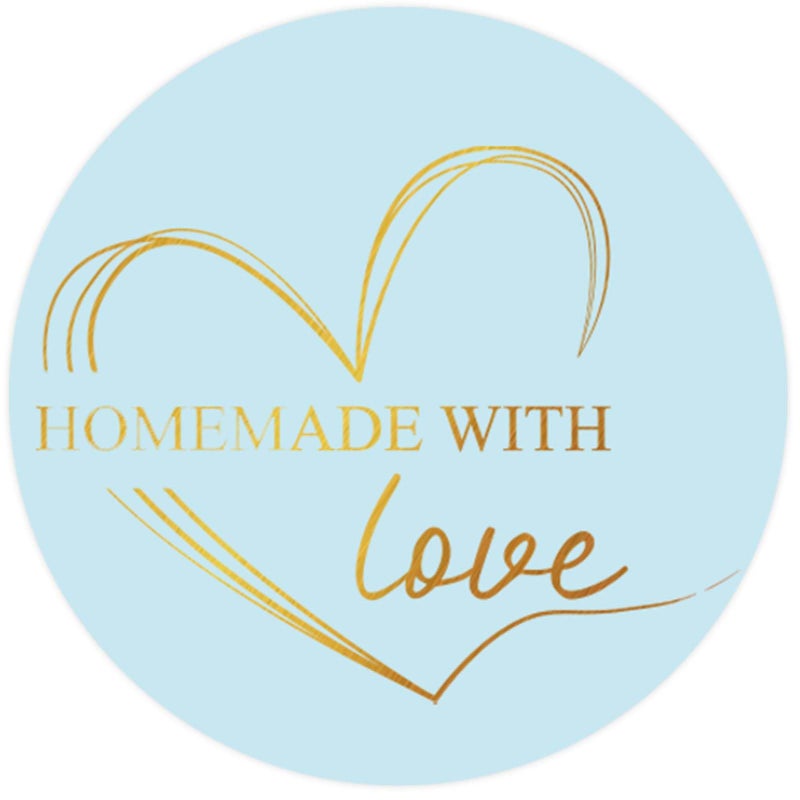 WorldBazaar Homemade with Love Stickers 500pcs Gold Foil Homemade Baked with Love Sticker for Baking Store Small Business Present Labels Wedding Birthday Christmas Party Supplies - Image 2