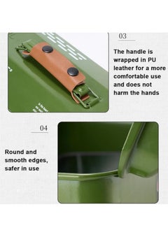 General Outdoor Tools Storage Box Portable Camping Picnic Suitcase Metal Tool Storage Box Sundries Storage Box with Handle (White Toolbox No Printing + Handguard + Small Sticker + Wooden Board + Inner Lining + Big Sticker)  - Image 5