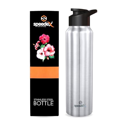 Speedex 1 Litre Stainless Steel Water Bottle - Silver | Set of 2, Sipper Cap | 1000 ml Bottle for Kids, Girls, Boys, School, Adults, Office, Gym - Image 2
