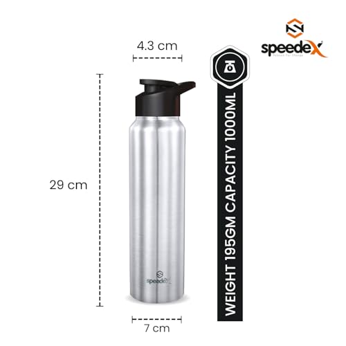 Speedex 1 Litre Stainless Steel Water Bottle - Silver | Set of 2, Sipper Cap | 1000 ml Bottle for Kids, Girls, Boys, School, Adults, Office, Gym - Image 5