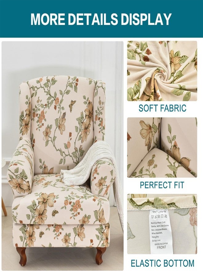 KRFOONN Wingback Chair Covers Slipcovers 2 Piece Stretch Wing Chair Covers Spandex Slipcovers Wingback Sofa Covers Armchair Covers Non-Slip Furniture Protector for Living Room Wingback Chairs, A24 - Image 5