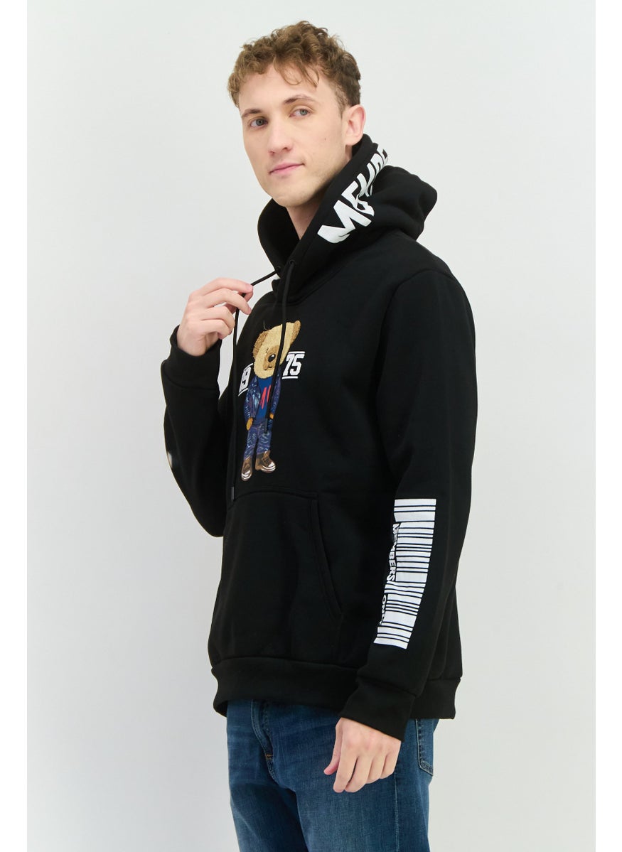 MEMBERS ONLY - Men Hooded Embroidered Long Sleeve Sweatshirt, Black Combo - Image 1