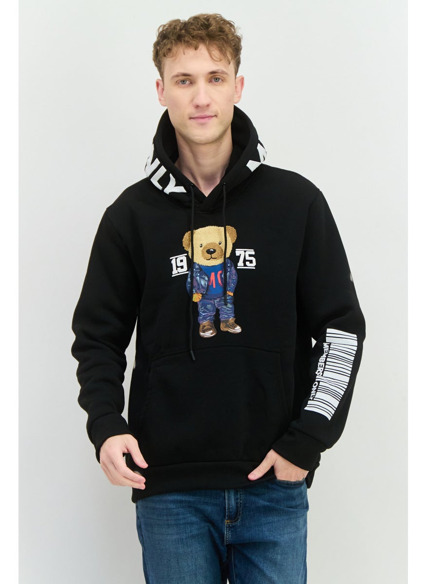 MEMBERS ONLY - Men Hooded Embroidered Long Sleeve Sweatshirt, Black Combo - Image 1