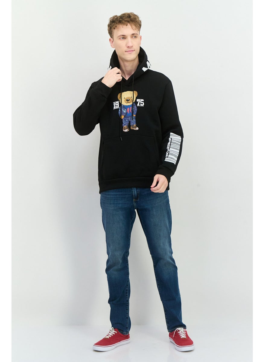 MEMBERS ONLY - Men Hooded Embroidered Long Sleeve Sweatshirt, Black Combo - Image 1