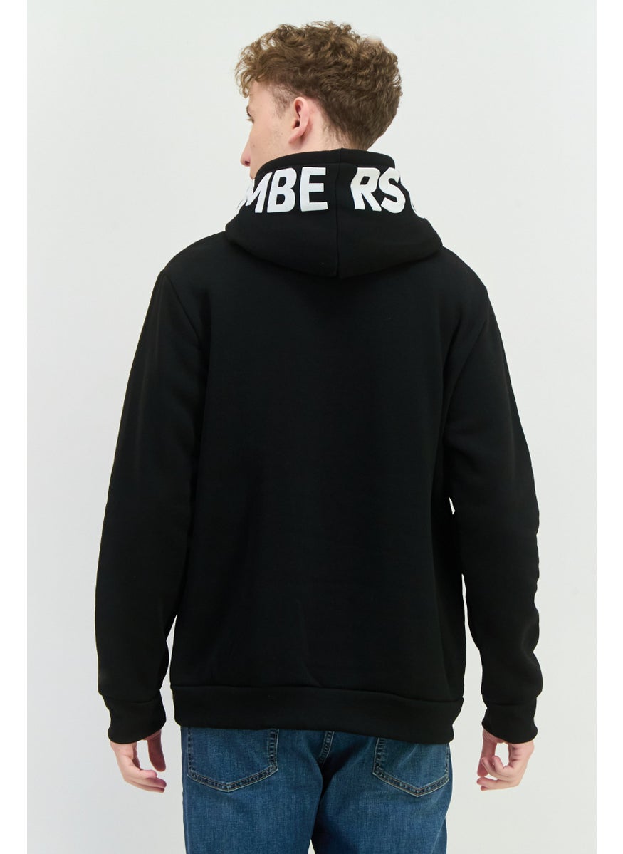 MEMBERS ONLY - Men Hooded Embroidered Long Sleeve Sweatshirt, Black Combo - Image 1