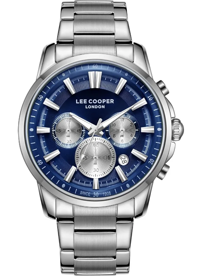 لي كوبر Lee Cooper Men's Watch, Multi Function Display and Metal Strap - LC08068.390, Silver