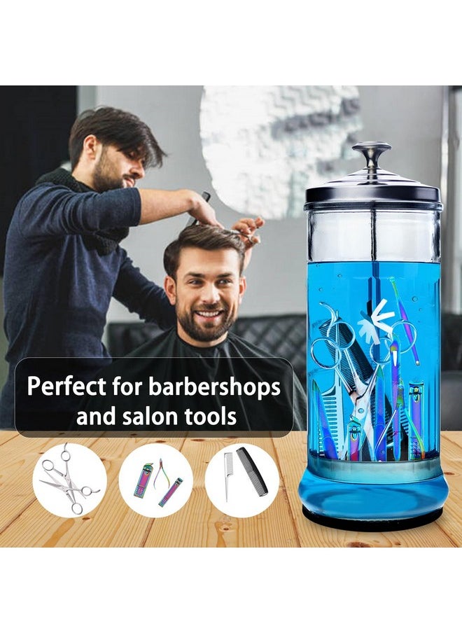 Dudjndjd - 50 Oz Barber Disinfectant Jar Glass Disinfecting Jar With Removable Basket Large Barber Jar Container For Salons Supplies Manicure Disinfectant Jar For Manicure Pedicure Nail Tool - Image 1