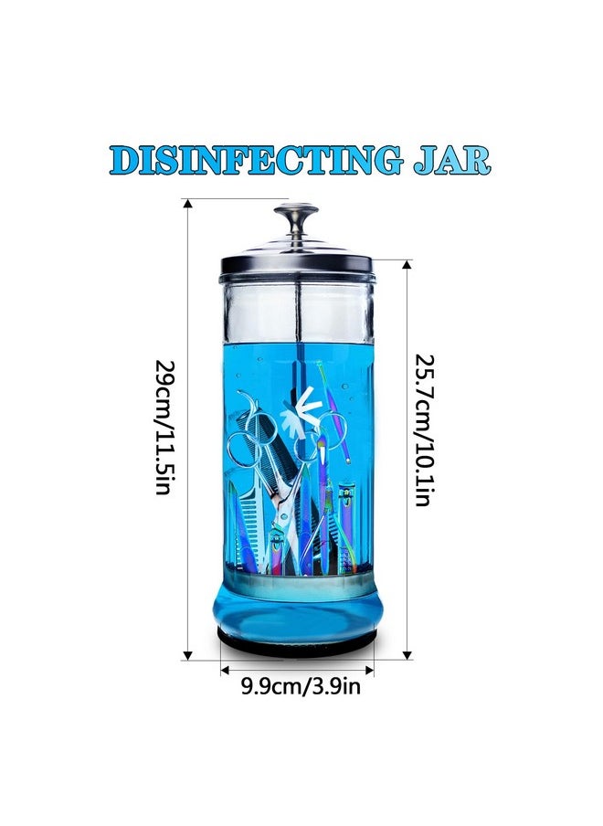 Dudjndjd - 50 Oz Barber Disinfectant Jar Glass Disinfecting Jar With Removable Basket Large Barber Jar Container For Salons Supplies Manicure Disinfectant Jar For Manicure Pedicure Nail Tool - Image 1