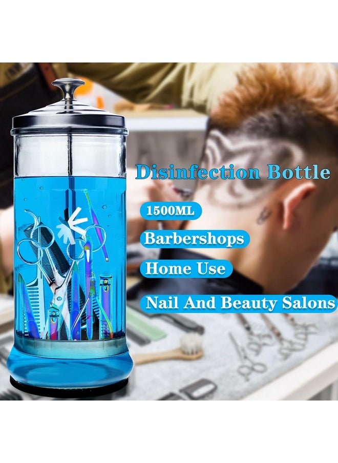 Dudjndjd - 50 Oz Barber Disinfectant Jar Glass Disinfecting Jar With Removable Basket Large Barber Jar Container For Salons Supplies Manicure Disinfectant Jar For Manicure Pedicure Nail Tool - Image 1