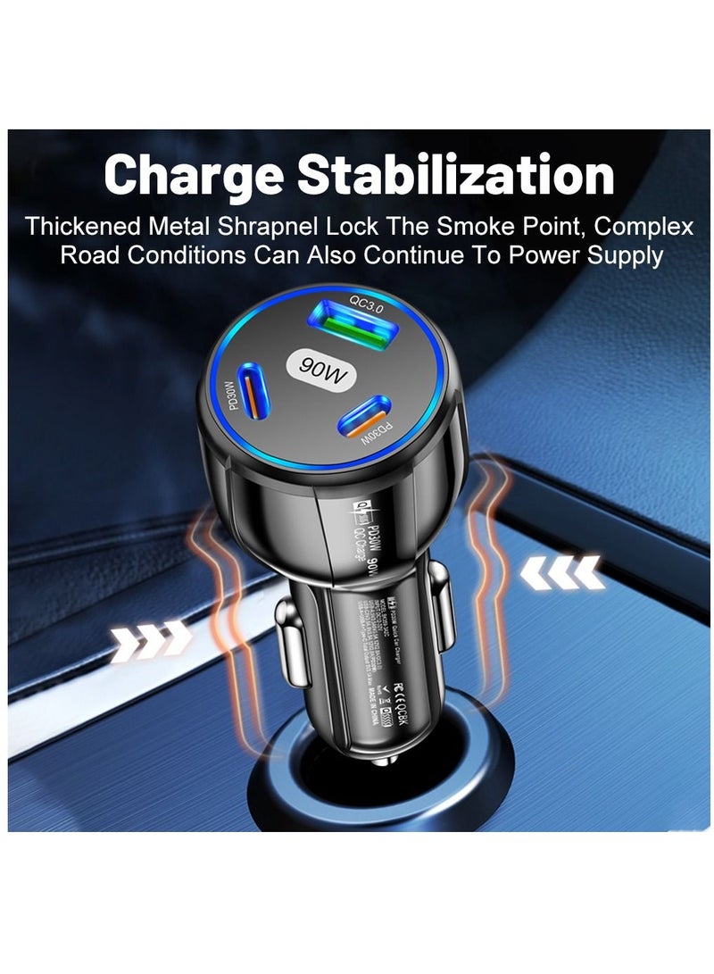 AROAQ USB Type C Car Charger QC3.0 PD Fast Charging Adapter 3 Ports 90W For iphone Xiaomi Huawei Samsung - Image 5